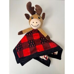 Moose Buffalo Plaid Lovey Security Blanket Red Aztec Design Bottom Reindeer